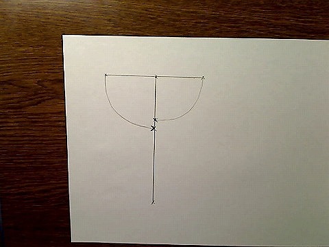 横の線を、交差点を中心に回転させて縦の線へくっつけた図、くっついている線を強調。