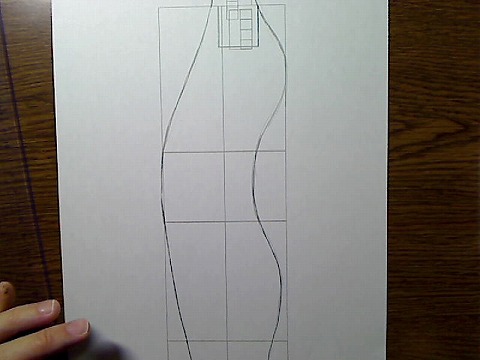 胴体の3つのBOXと胴体の輪郭。正面図と側面図。