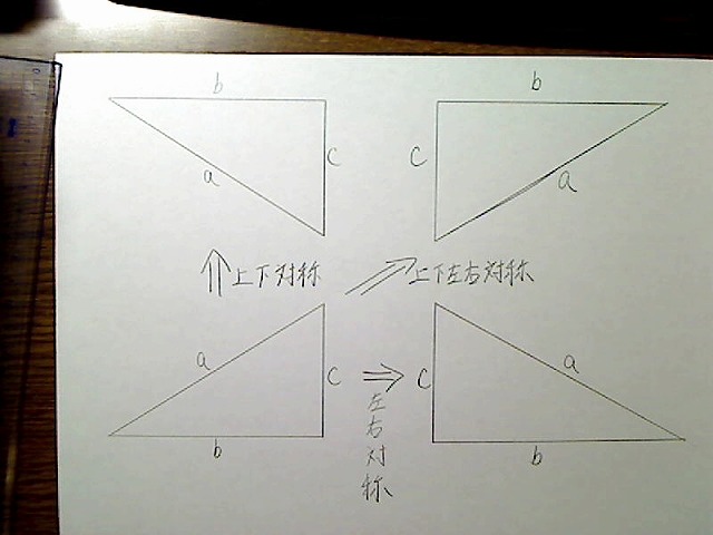 先ほどの直角三角形を上下と左右に対称の図形。